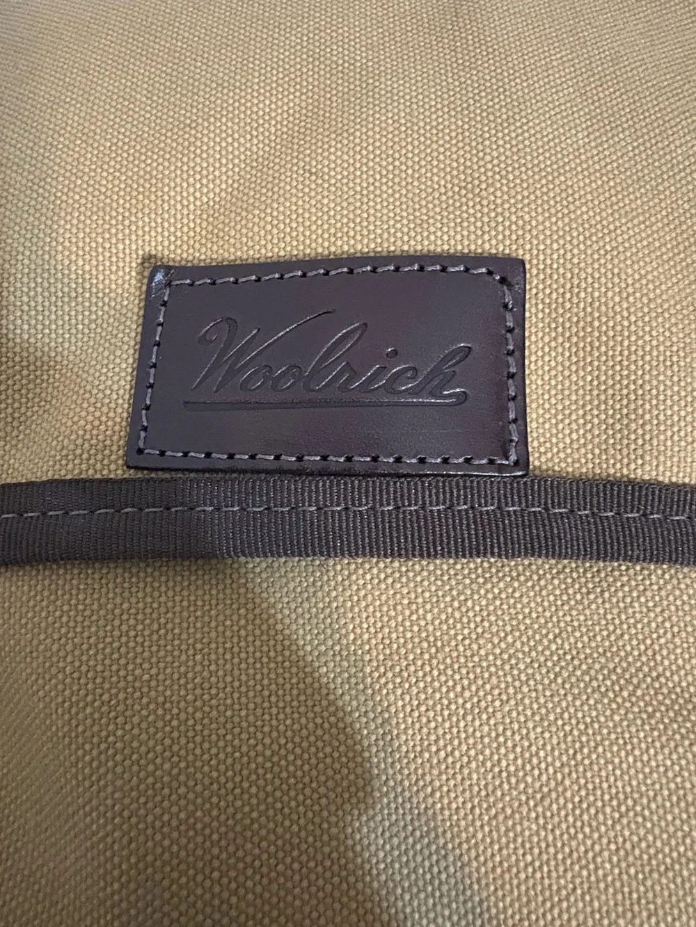 WOOLRICH Unisex Tan Canvas Messenger Bag with Brown Trim, Made in USA